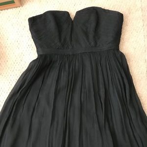 J Crew Black Strapless Dress in Silk Chiffon